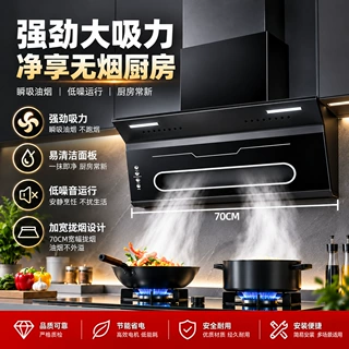 新款大吸力抽油烟机家用顶侧双吸抽油烟机出租房公寓自清洗油烟机