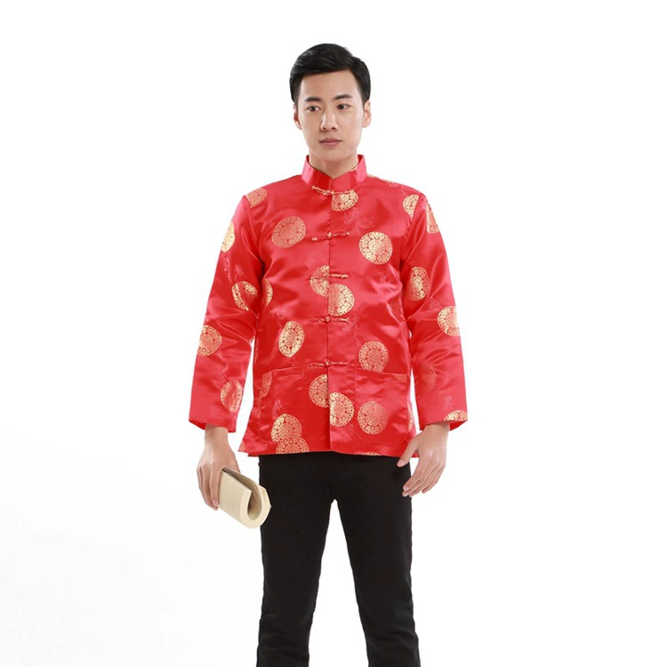 Новый праздничный костюм в китайском стиле Тан, формальная одежда, мужская рубашка с длинным рукавом, весенне-осенняя куртка, одежда для выступлений для мужчин среднего и старшего возраста, мужская одежда в китайском стиле