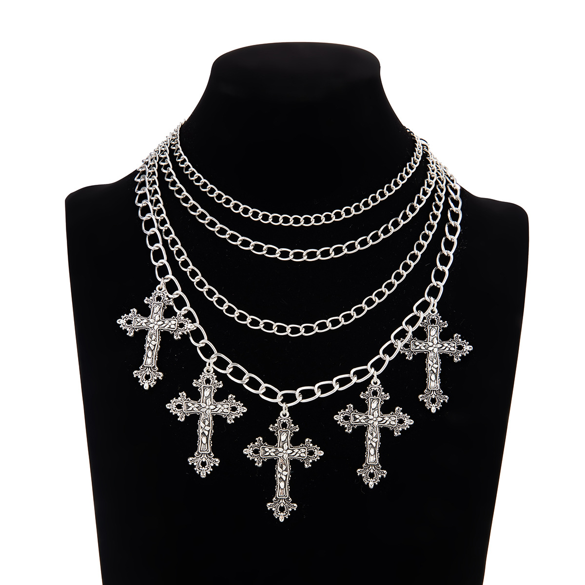 54g Weight Iron Pendant Material Layered Necklaces Classification Iron Chain Material 1 Piece Quantity Weekend Occasion Iron, Zinc alloy Material Cross Pattern Women's Gender Simple Style, Classic Style Style Dark Punk Cross Pendant Necklace Set For Women Exaggerated Stacking Cool Sweet Clavicle Chain Jewelry Geometric Pattern Alloy Zinc 51