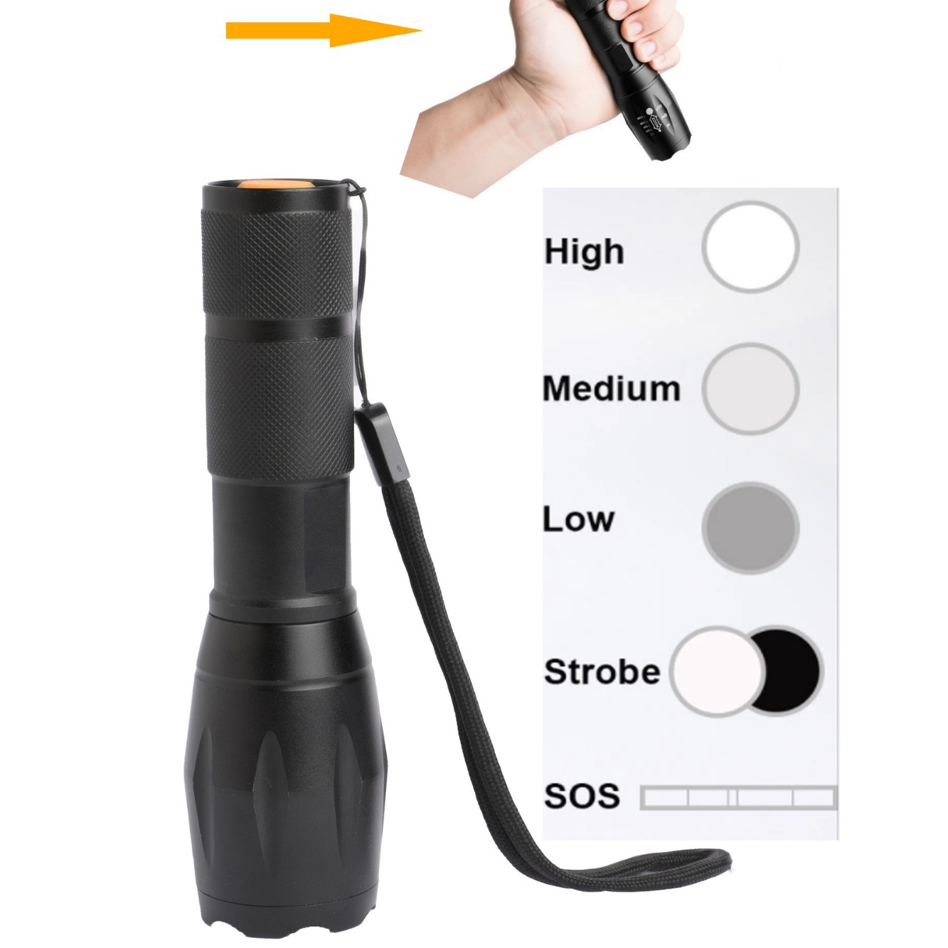 Linterna caliente transfronteriza directa de fábrica A100 zoom linterna USB de carga