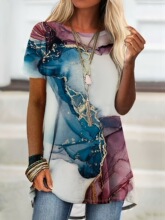 F 93041 Summer Loose Print T-Shirt ����ӡ��T�� �羳ŷ��