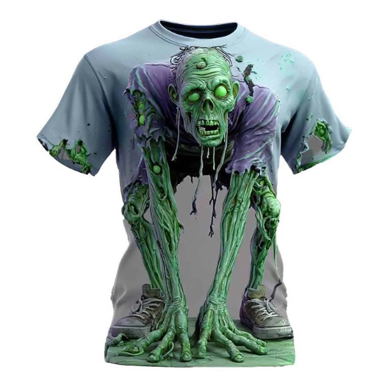 Cross-Border European and American Halloween Men's T-Shirt Horror Party Street Style Men's Top Holiday 3D Printed Skull Short-Sleeve T-Shirt