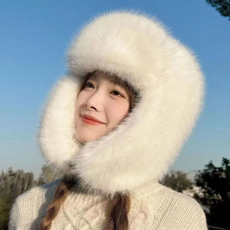 冬季防寒雷锋帽子户外防风毛绒护耳帽女加绒保暖滑雪防摔女款帽子|undefined