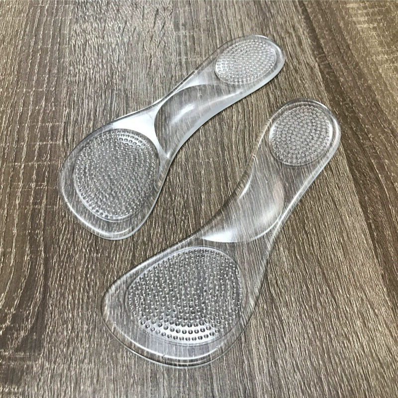 Желейная силиконовая Массажная зернистая противоболезненная стелька, прозрачная Мужская и женская Полустелька, противоскользящая, Противоизносная стелька, семиточечная подушка для стопы