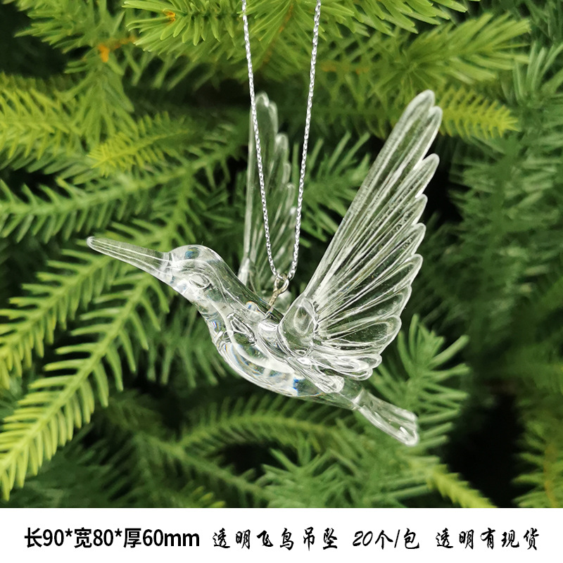 圣诞新款亚克力仿真立体水晶蝴蝶挂件圣诞节蝴蝶结装饰吊坠橱窗