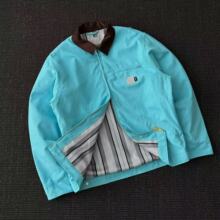 现货重磅美式内里毛呢美式底特律翻领帆布工装拉链复古夹克外套男