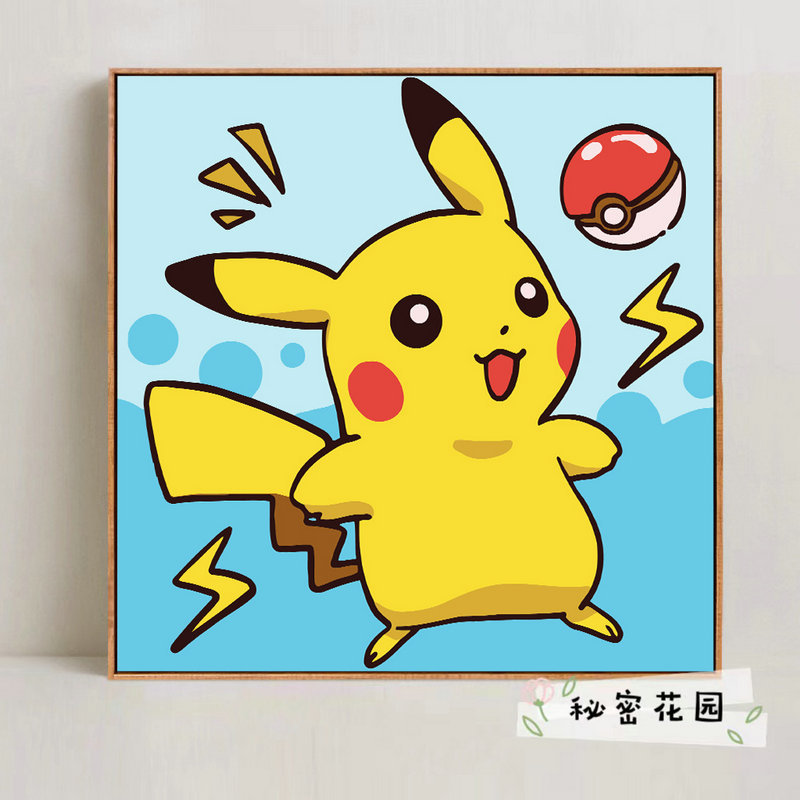 Disney DIY serie de animación de pintura al óleo digital Pokémon niños simple relleno de pintura al óleo fábrica al por mayor