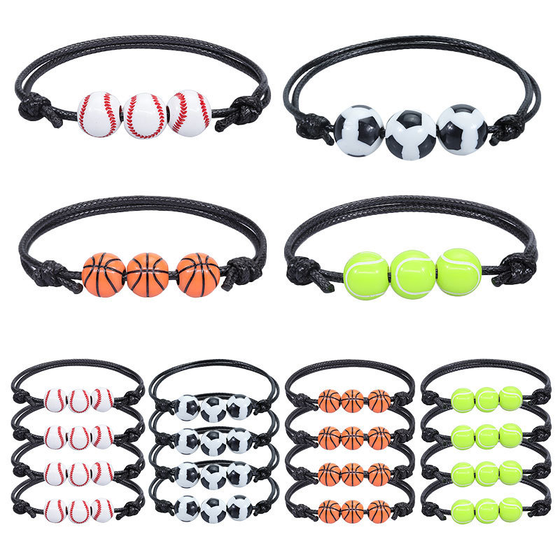 Cross-Border Simple and Personalized World Cup Versatile Sports Jewelry Softball Football Baseball Bracelet Beaded Wristband Cross-Border Simple and Personalized World Cup Versatile Sports Jewelry Softball Football Baseball Bracelet Beaded Wristband