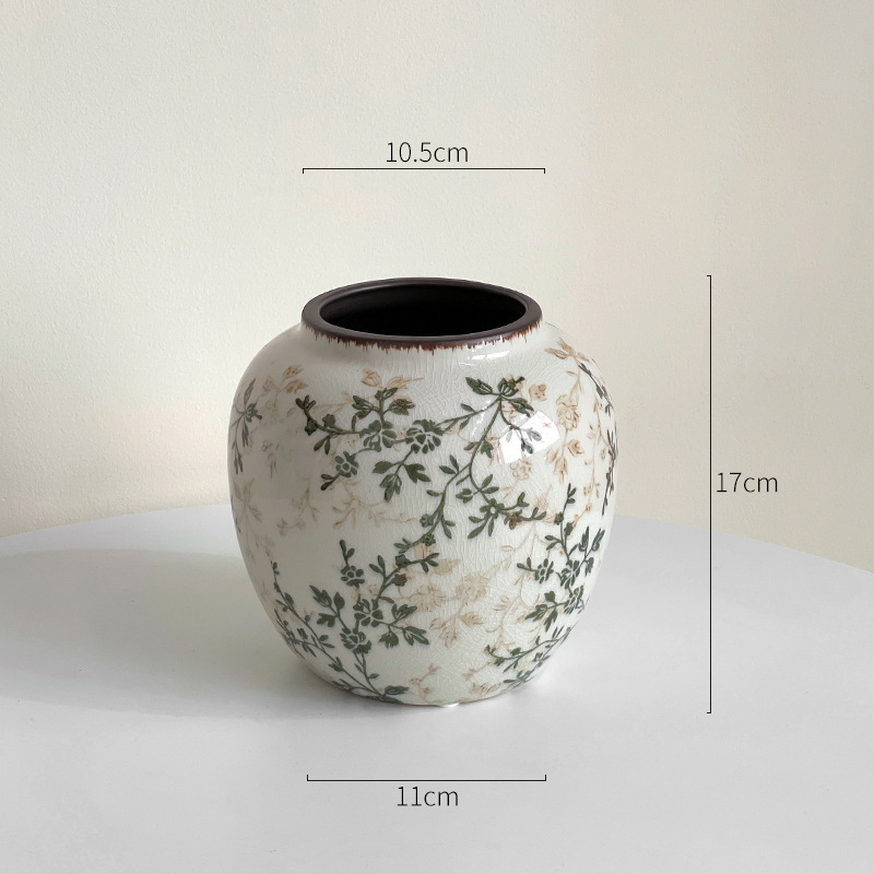 花レトロセラミック花瓶装飾品リビングルーム水耕フラワーアレンジメントクリエイティブ牧歌的なスタイルの装飾品新しいメーカー|undefined