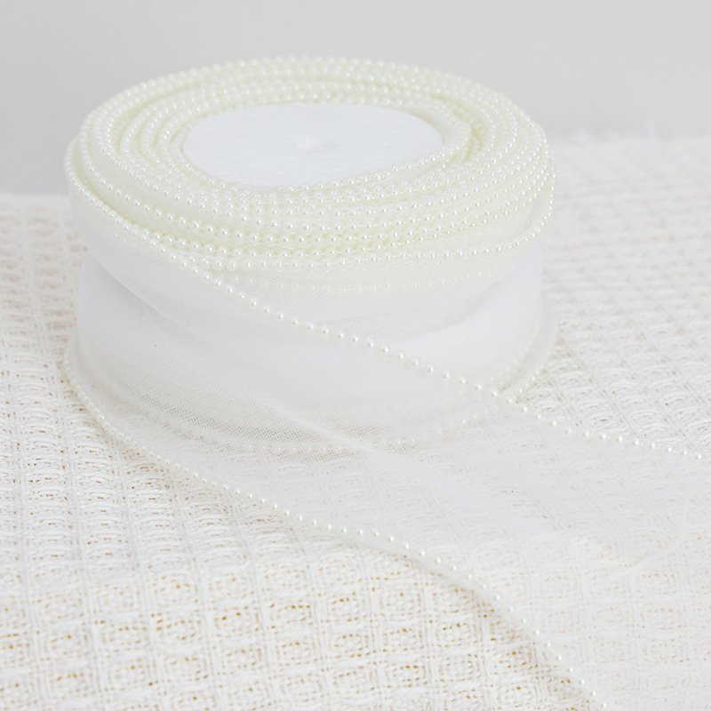 Ribbon de hilo de cola de pez floral ribbon horneado pastel de flores de borde buquete de hilo ondulado decoración de mariposa ribbon hilo de perla