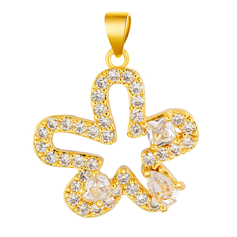 Colgante de cobre micro incrustado Gufasha oro goteo de aceite perlas de transferencia DiDi con perlas de acessorios de perlas huecas fábrica de perlas al por mayor