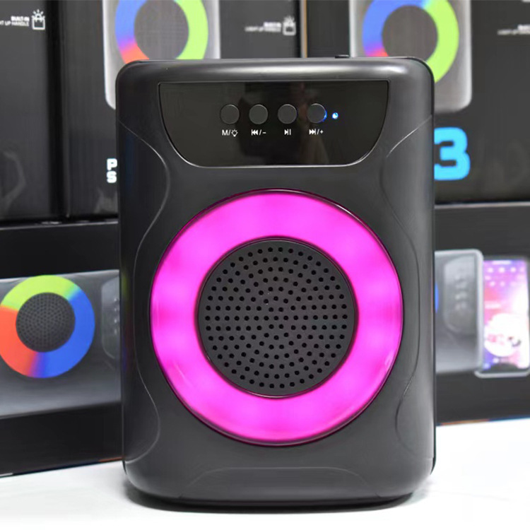 LM-S398 altavoz Bluetooth portátil retráctil de 3 pulgadas, alta potencia con luces LED rítmicas