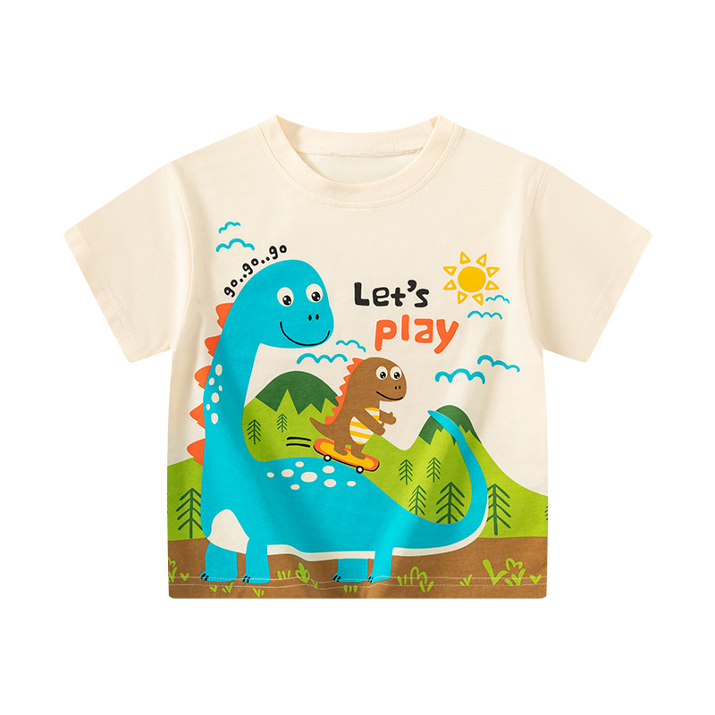 Betop comercio exterior ropa para niños dibujos animados para niños dinosaurio verano nuevo chico bebé camiseta de manga corta ropa Douyin al por mayor