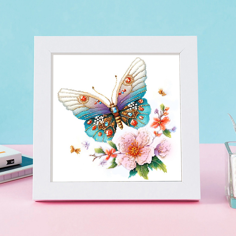 【Enmarcado】Punto de Cruz de la Mona Lisa, Cruzado, con Diseño de Mariposa y Flores, Lindo y Hermoso, Punto de Cruz Infantil de Animales, Pieza Pequeña image 6