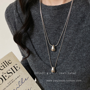 Minimalist Style Water Drop Pendant Necklace for Women in Autumn and Winter, Versatile, Simple, Fashionable, Casual, Long Sweatshirt, Sweater Chain
