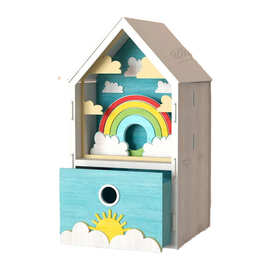 跨境定制3D Kids house boxes bundle儿童房屋盒子套装木制收纳盒