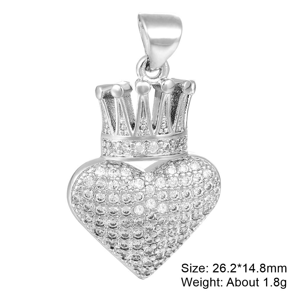 5g Weight Pendant Jewelry Making Type Rhinestones Inlay Material DIY Jewelry Accessories Classification 1 Piece Quantity Copper Material Heart Shape Pattern Plating Design Casual, Retro, Classic Style Style 1 Piece Copper Rhinestones Heart Shape Pendant 3