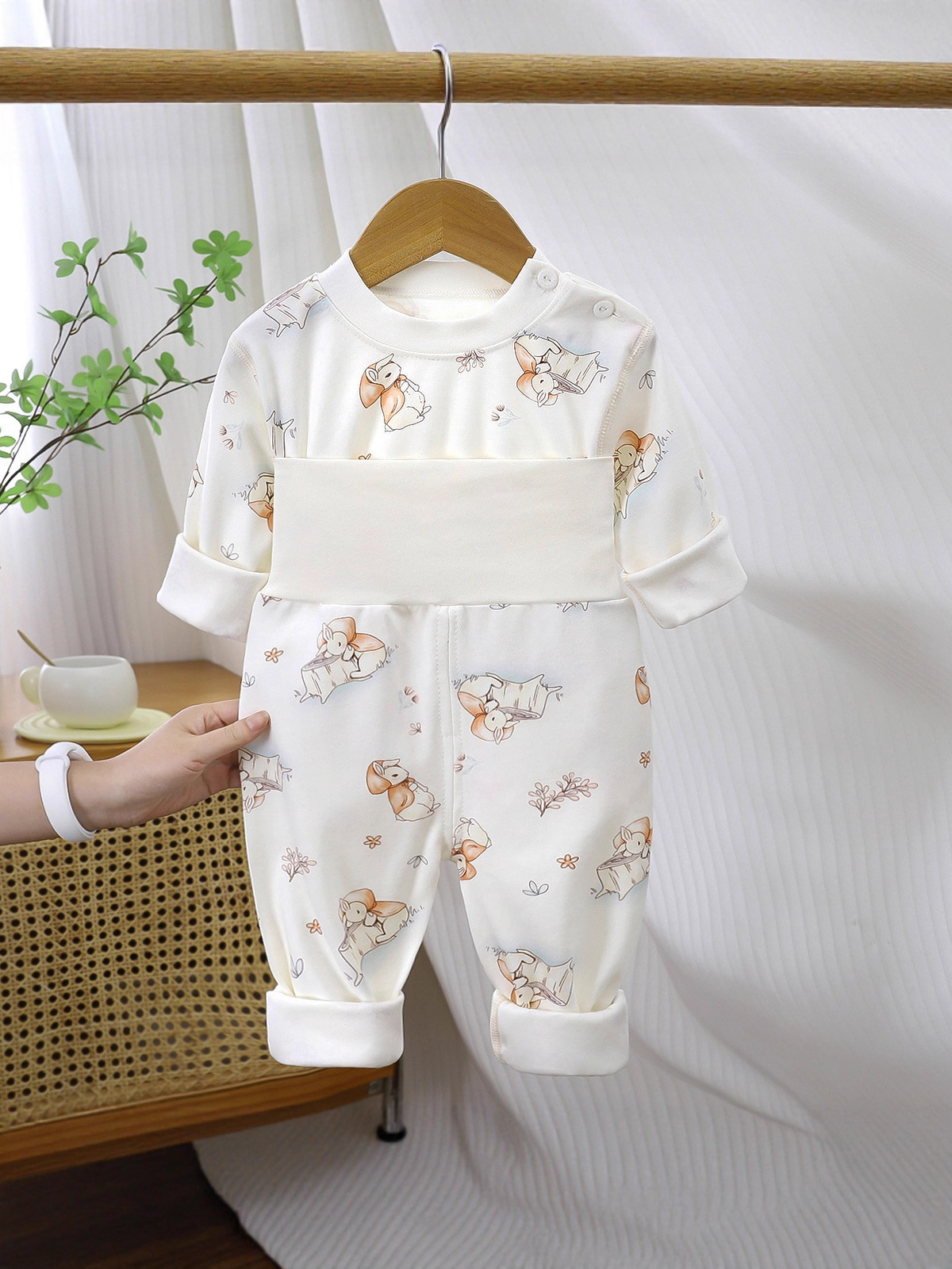 Baby split set de ropa de invierno caliente cintura alta abdomen pantalones de dormir abrigo de otoño bebé abrigo caliente abrigo de otoño