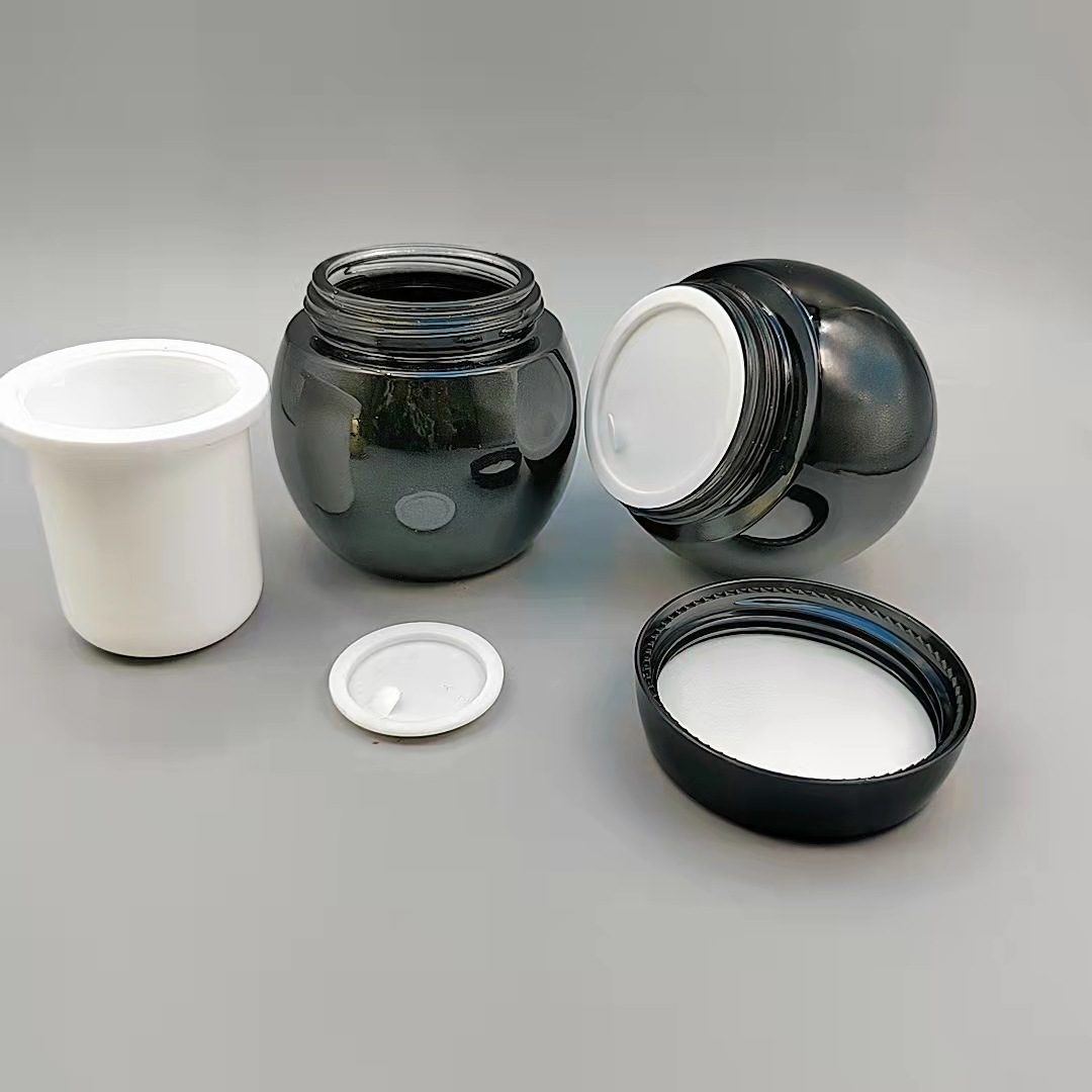 Fábrica en stock al por mayor 614 botella de máscara de vidrio al por mayor con forro 50g sin forro 120g sub-botella de vidrio