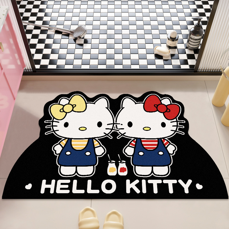 可爱HelloKitty硅藻泥吸水地垫家用卫生间洗漱台防滑易打理门垫|undefined