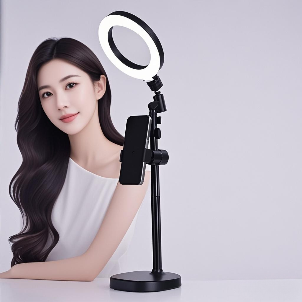 Soporte en vivo de Tiktok Soporte de teléfono móvil de escritorio Soporte de elevación multifunción Luz de relleno Estante Rotación de Disparo vertical Soporte en vivo