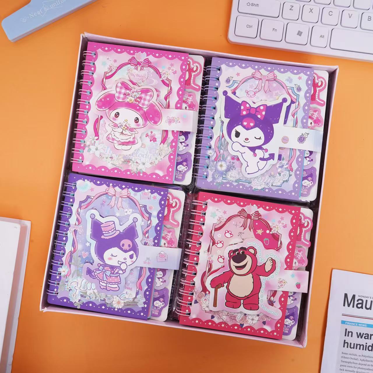 Cuaderno Espiral con Diseño de Mascota Adorable, Cuaderno Escolar Kuromi de Alta Calidad, Planificador Espiral con Hojas Intercaladas, Diario, Agenda.