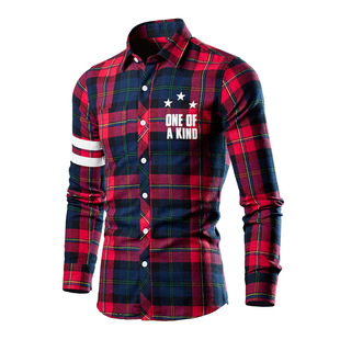 Cross-border 2025 Spring New Men's Casual Plaid Shirt Long-sleeved Couple Clothing Korean-style Slim-fit Trendy Shirt for Men