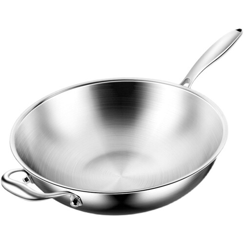 German wok 316 stainless steel uncoated round bottom wok concave gas stove flat bottom induction cooker pot