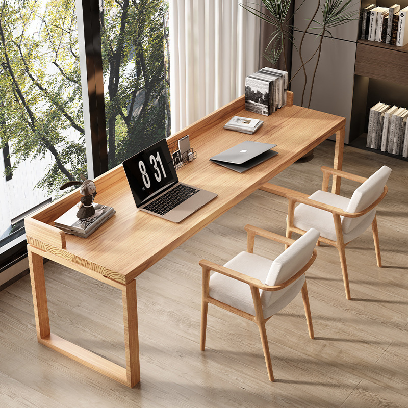 Solid Wood Double Desk Against the Wall Long Table Home Simple Modern Student Writing Desk Study Desk Office Computer Desk