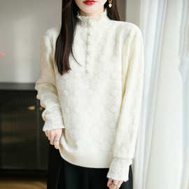 高级感毛衣女款2025新款冬季加厚米白色内搭秋冬打底衫半高领上衣