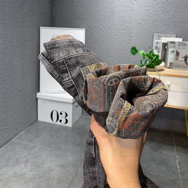 Jean droit et ample pour hommes, pantalon Long, tendance, haut de gamme, élastique, décontracté, nouvelle collection automne_voghion.com