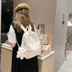 2024 Spring New Small Floral Forest Style Dual Shoulder Bag High-Quality Artistic Casual Commuter Shopping Backpack for Women