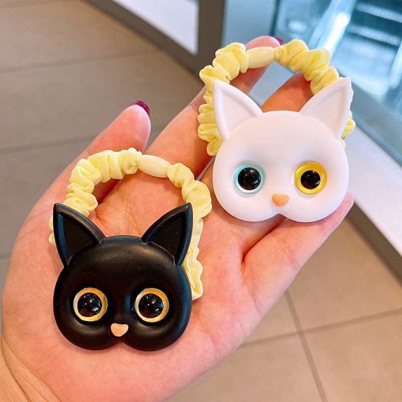 Japanese And Korean New Style Cute Cat Hair Rope Color Small Intestine Cloth Ring Girl Ball Head Rope Tie Hair Rubber Band Jewelry display picture 17