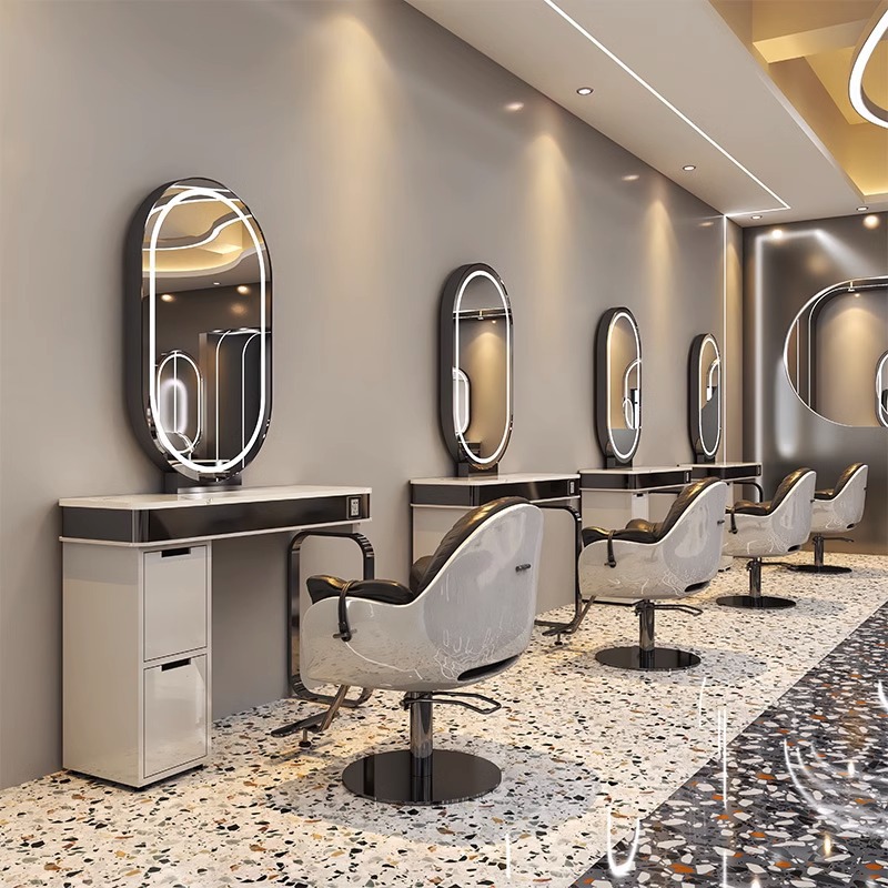 Espejo de barbería en línea, espejo de cabello único, espejo de salón de cabello especial, espejo de piso de doble cara, fábrica de moda