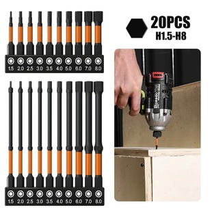 10/20Pcs Impact Hex Head Socket Wrench Drill Bit Set, 50-100mm H1.5-H8 Hex