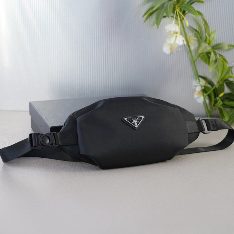 P Family Triangle Logo Nylon Men's Chest Bag Waist Bag with Gift Box P Family Triangle Logo Nylon Men's Chest Bag Waist Bag with Gift Box