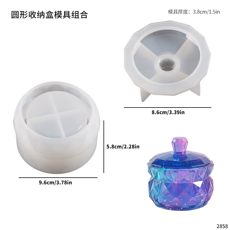Silicone Storage Box Molds, Mirror-Effect Crystal Resin Shapes for Decorative 3D Boxes