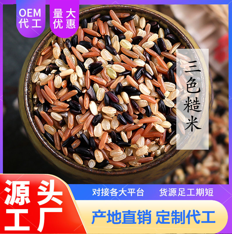 厂家批发五谷杂粮粗粮饭散装三色糙米饭 批发散装新米规格可选