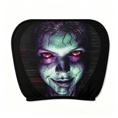 Customizable funny emoji car pillowcase, elastic printed pillowcase, can be made according to your own design, car pillowcase for Halloween (Other Automotive Interior Supplies) - 1-piece-red-eyed-smile