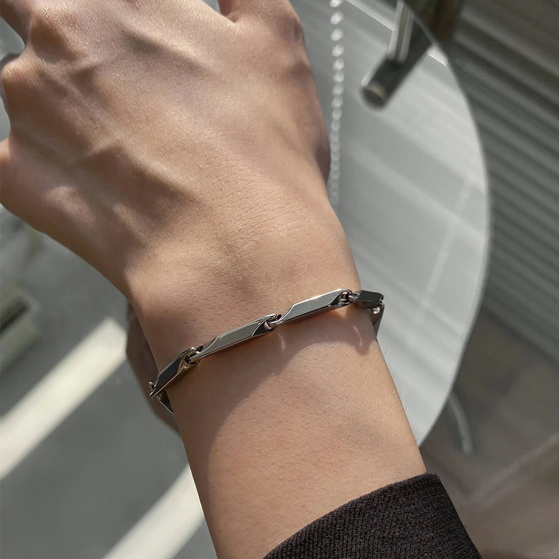 Stainless Steel Jewelry Bracelet Stick Chain Niche Design Rhombus Chain Men's Personalized Accessories Length Adjustable Stainless Steel Jewelry Bracelet Stick Chain Niche Design Rhombus Chain Men's Personalized Accessories Length Adjustable