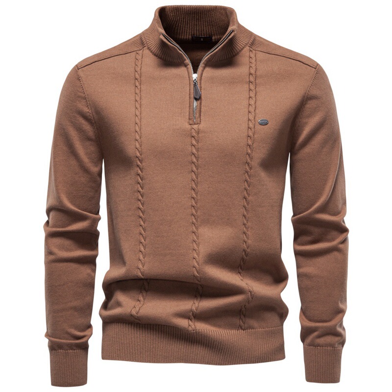 2026 New Cross-Border Stand Collar Pure Cotton Men's Sweater, Casual Half-Zip Solid Color Pullover, High-Quality Foreign Trade Men's Clothing 2026 New Cross-Border Stand Collar Pure Cotton Men's Sweater, Casual Half-Zip Solid Color Pullover, High-Quality Foreign Trade Men's Clothing