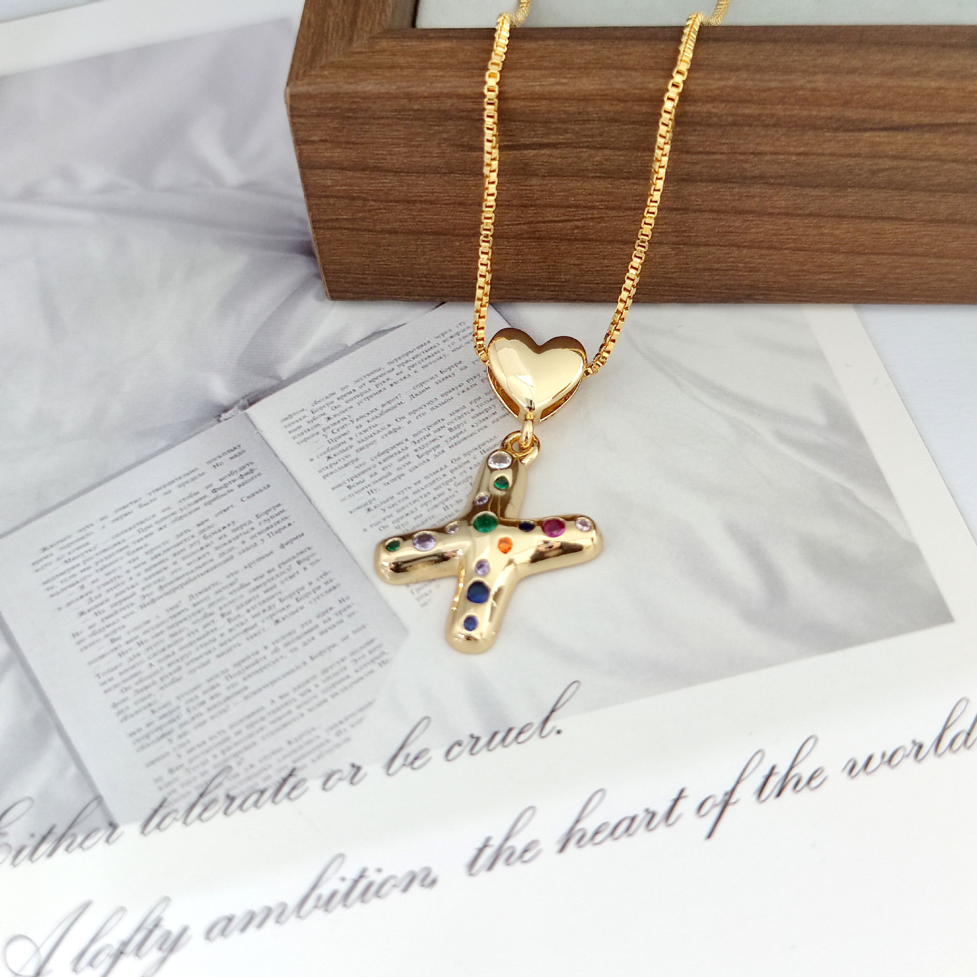 12g Weight Copper Pendant Material Zircon Inlay Material Pendant Necklace Classification Copper Chain Material 1 Piece Quantity Holiday, Daily Occasion Copper Material Letter, Heart Shape Pattern Women's Gender Inlay Design Simple Style Style Copper Inlay Letter Heart Shape Zircon Pendant Necklace 28