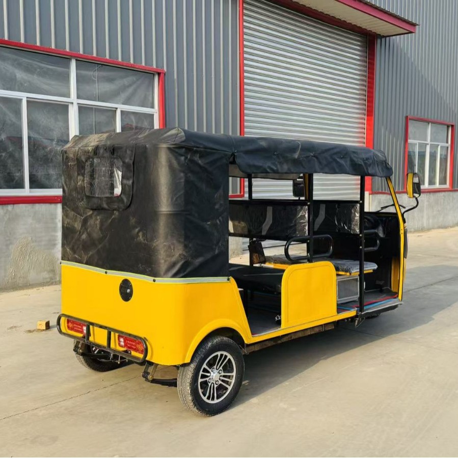 motocicleta transfronteriza de tres ruedas de gasolina de cuatro filas de doce asientos tuktuk tuk tuk