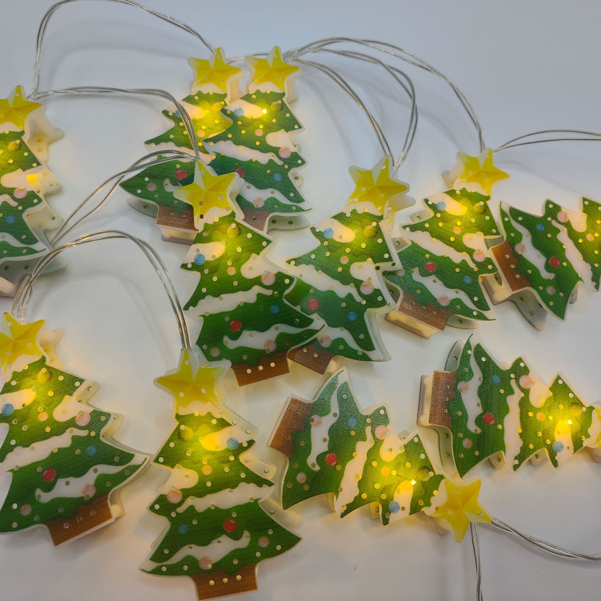 Decoración de Navidad lámparas LED de colores cadena creativa de doble cara muñeco de nieve árbol de Navidad escena de diseño colgante pequeño colgante