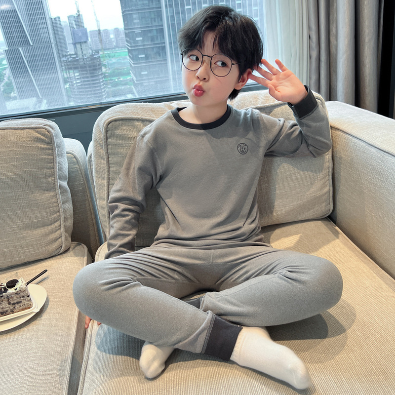 Boys' Thermal Underwear Set Seamless Autumn and Winter Pajamas Loungewear Children's Clothing