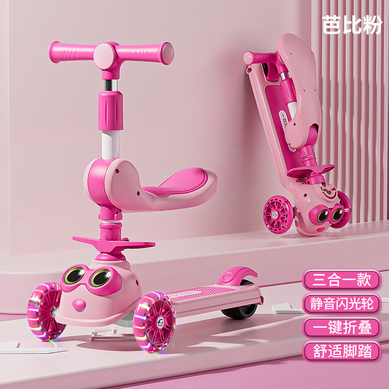 Scooter para niños 1-3-6-12 años, el bebé tres en uno puede sentarse en un niño resbaladizo, tesoro femenino, coche de princesa