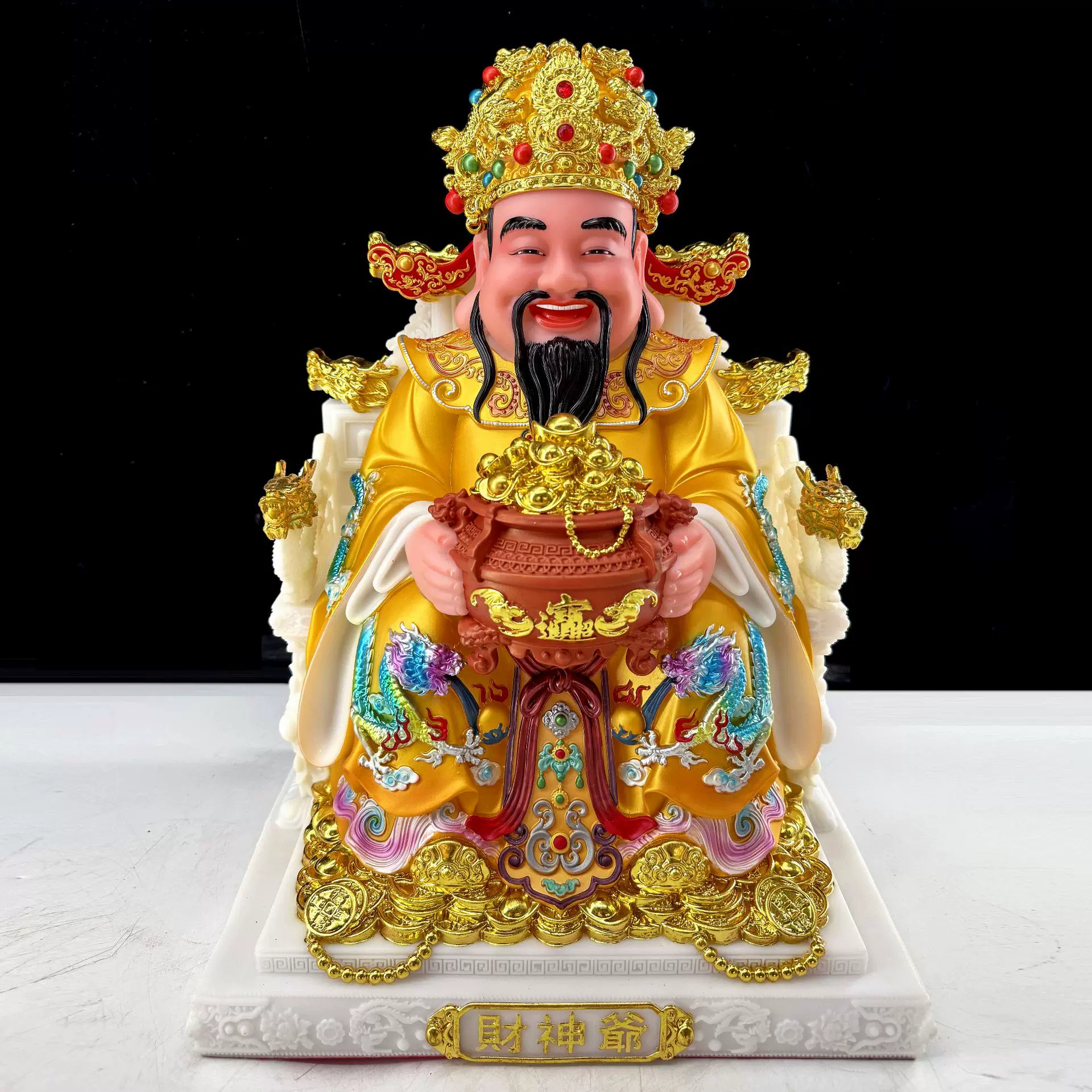 汉白玉家用财神爷招财文财神居家供奉店铺开业财神摆件佛像厂批发