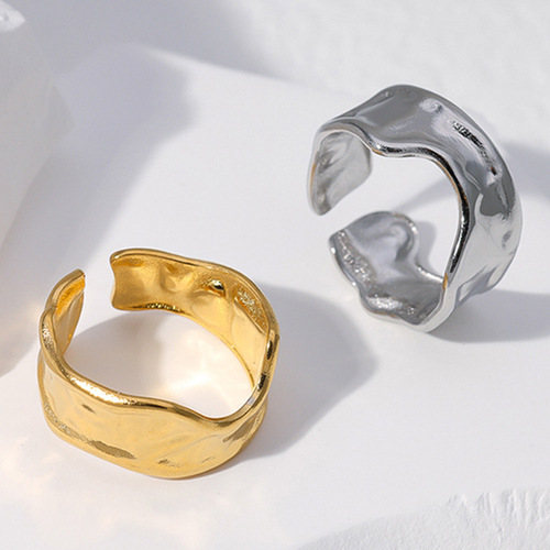 Cross-border European and American style stainless steel open ring for women irregular ins style simple ring non-fading titanium steel ring