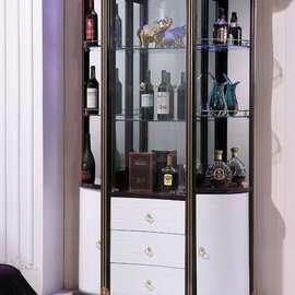 现代轻奢客厅酒柜靠墙现代简约玻璃红酒柜展示柜储物柜