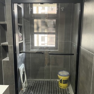 In-line extremely narrow shower room partition dry and wet separation bathroom glass sliding door toilet sliding door